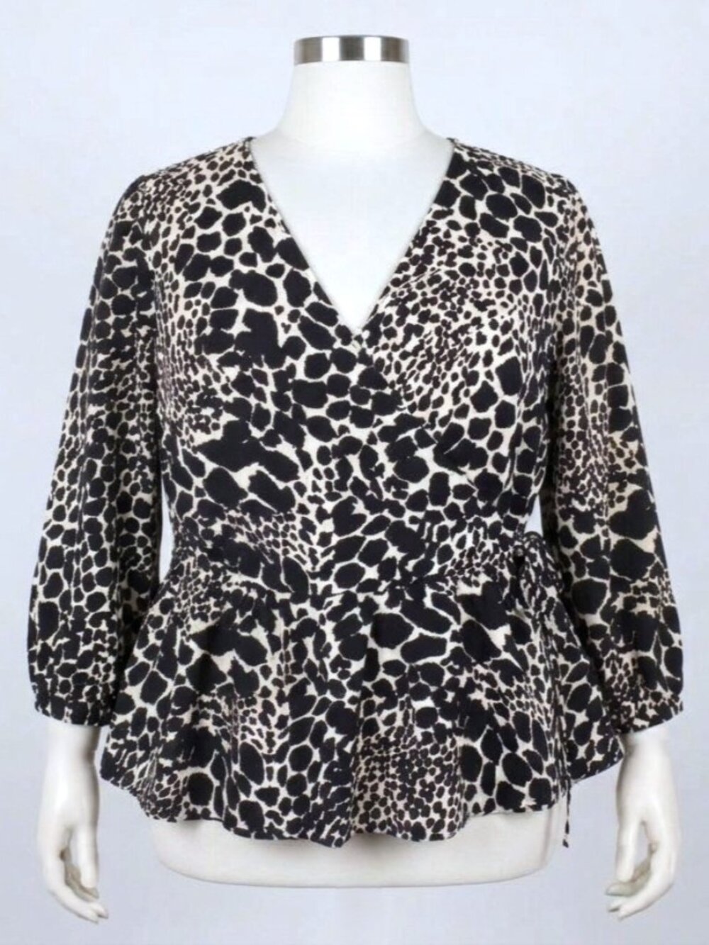 WHO WHAT WEAR Wrap Peplum Blouse. Plus Size 2X
